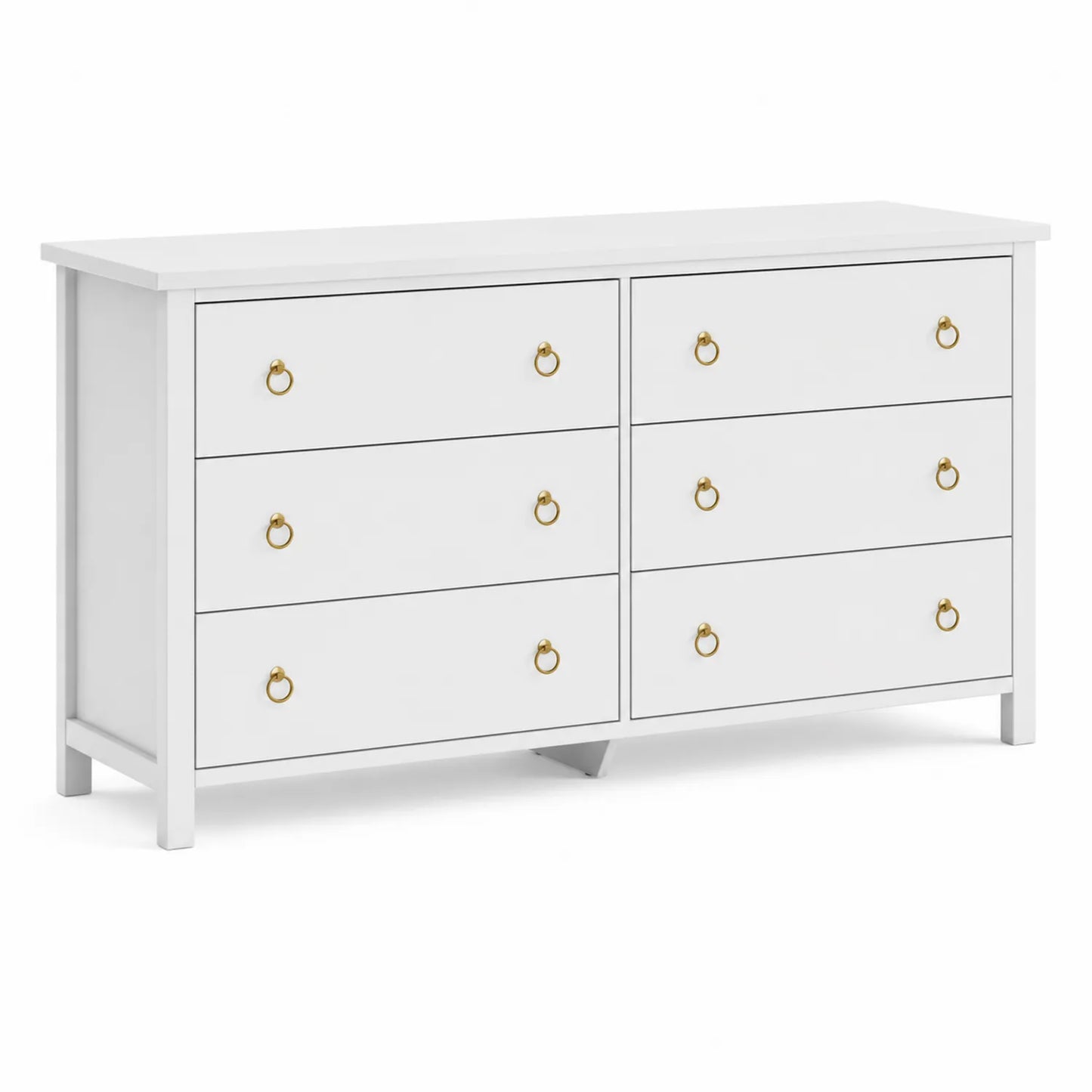 Cajonera de MDF con 6 cajones y tiradores de metal en Blanco y Oro