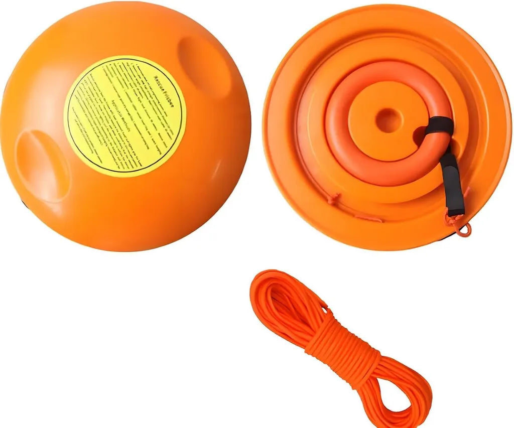Disco de Rescate Acuático Naranja con Ranuras Simétricas para Kayak y Bote