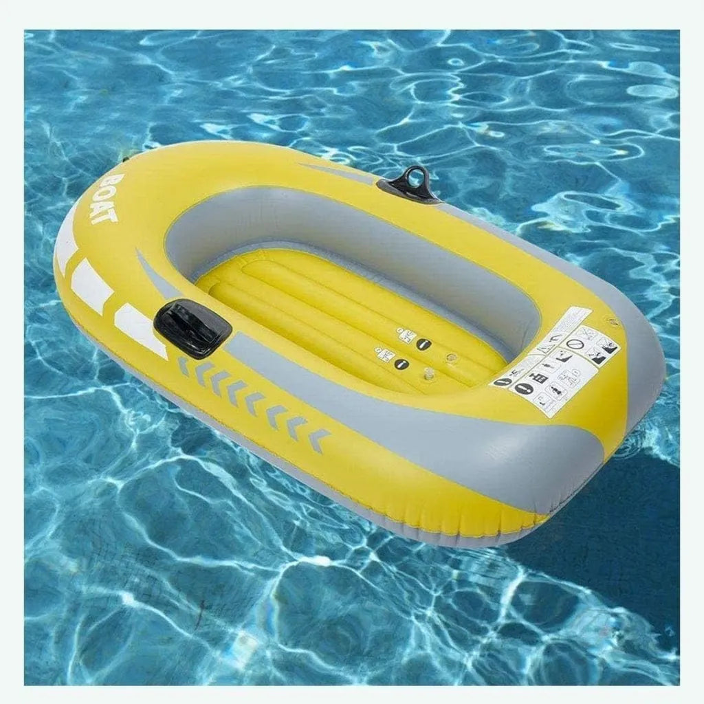 Kayak Inflable de PVC Amarillo para Dos Personas, Ideal para Adultos y Niños, Perfecto para Pesca