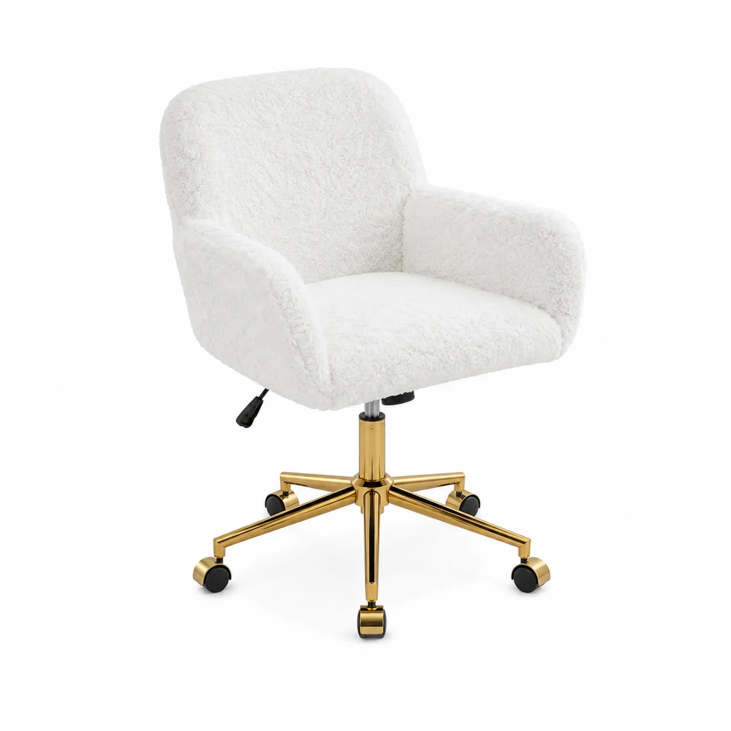 Silla de Oficina Blanca de Poliéster con Base Metálica Dorada