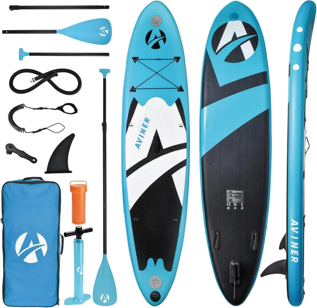 Tabla de Paddle Surf Hinchable 150KG, Set Completo para Jóvenes y Adultos, Incluye Remo Ajustable, Mochila, Correa y Aleta Desmontable