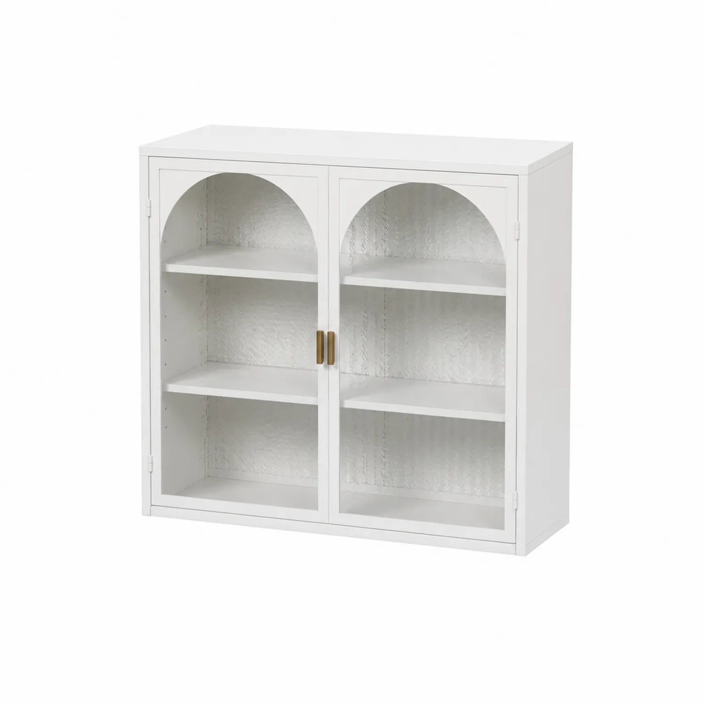 Armario de Almacenaje de Madera y Vidrio Blanco