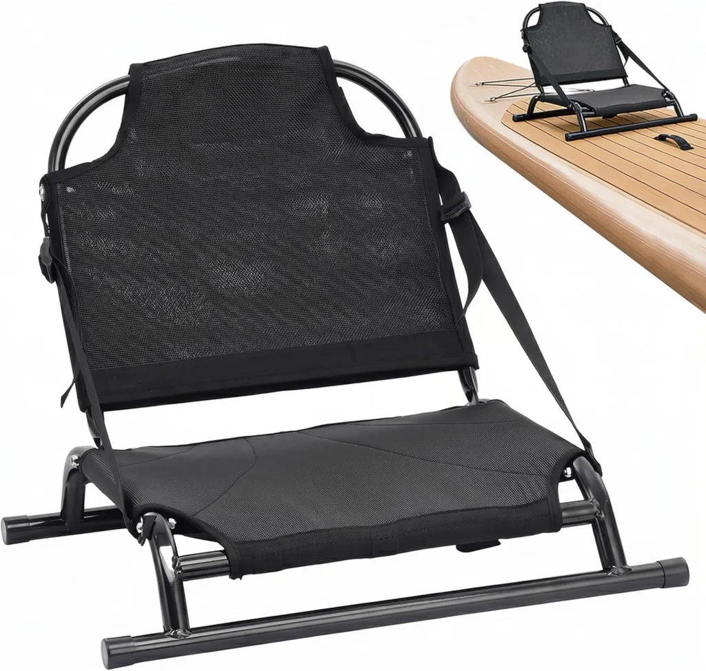 Asiento Plegable Ajustable para Canoa y Kayak con Respaldo y Cojín Transpirable