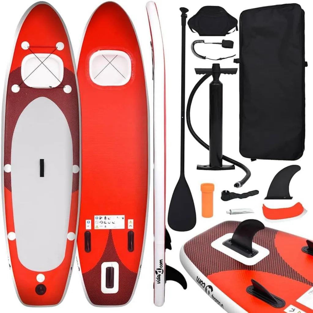 Tabla de Paddle Surf Inflable Roja 330cm para Jóvenes y Adultos