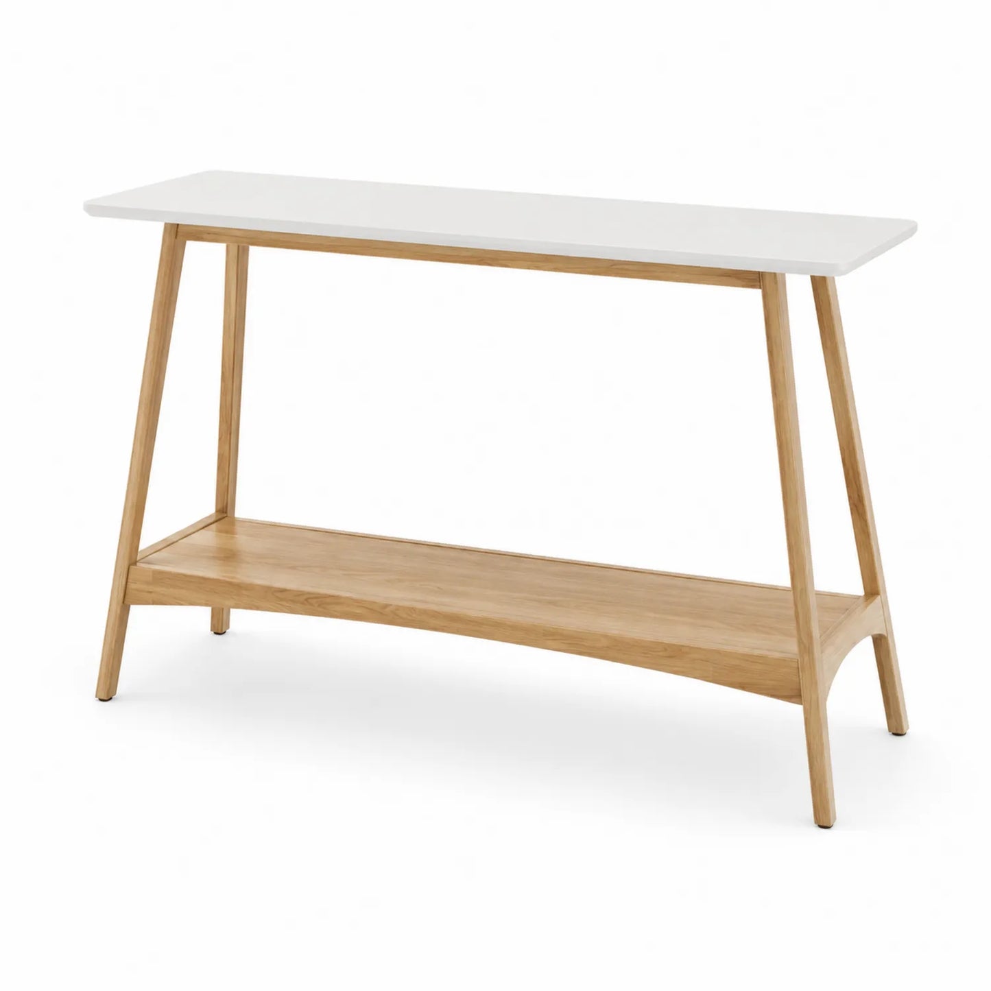 Mesa consola de madera de roble y MDF blanco