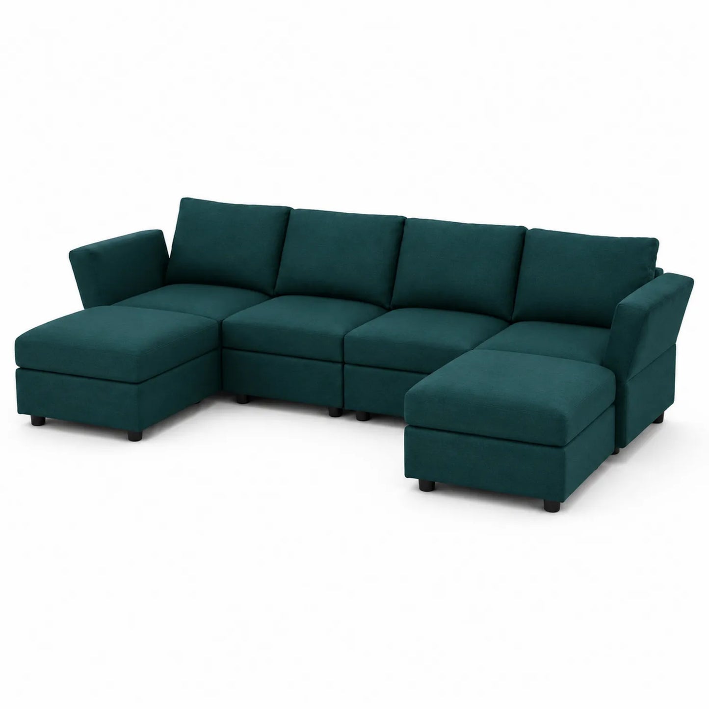 Sofá seccional rinconera 6 plazas tela poliéster Verde 280x140x85 cm