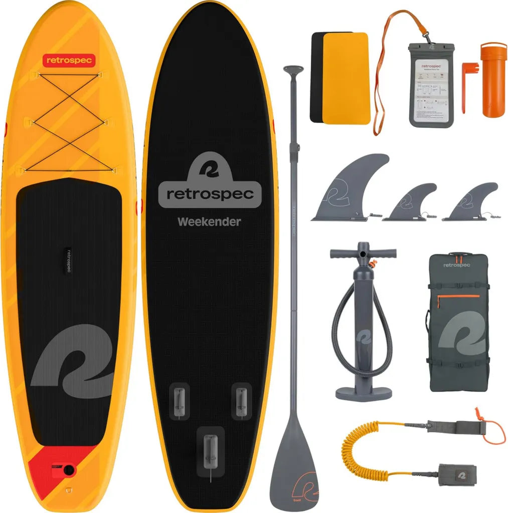 Tabla de Paddle Surf Inflable Retrospec Weekender, 10'6', incluye Remo y Accesorios, Resistente y Ligera para Adultos