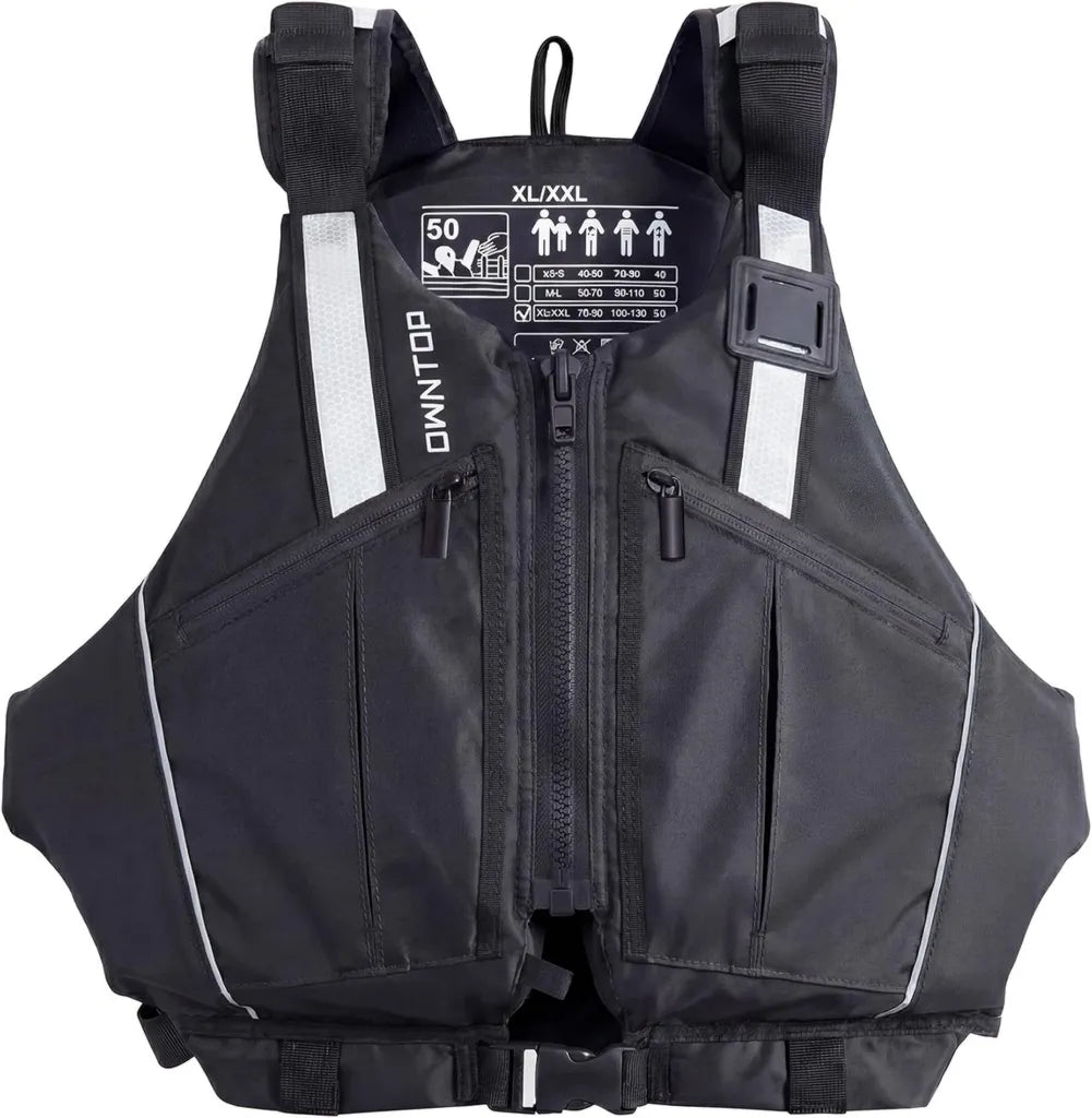 Chaleco Flotante Adulto Owntop con Cintas Reflectantes y Bolsillos Grandes para Kayak y Pesca