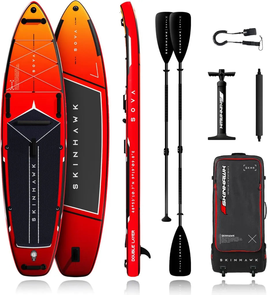 Tabla de Paddle Surf SKINHAWK SOVA12 366cm - Soporta hasta 180 kg - Incluye Remo de Fibra de Vidrio y Bomba de Doble Acción