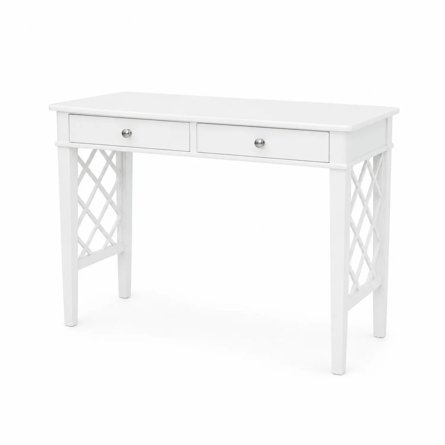 Escritorio de Madera Blanco con 2 Cajones y Panel Lateral