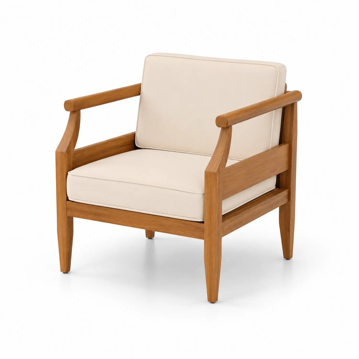 Silla de Madera de Roble con Cojines de Poliuretano Beige