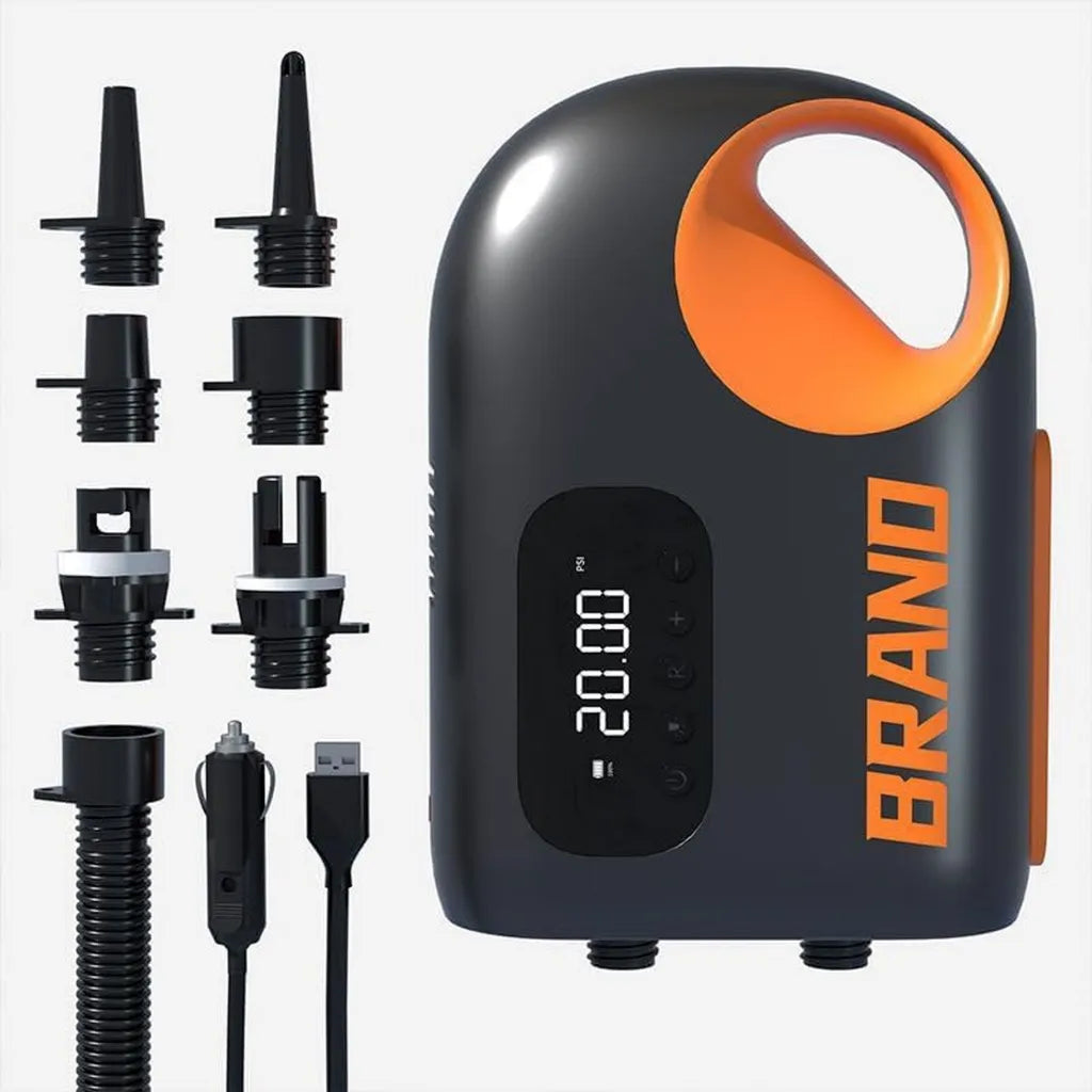 Compresor Eléctrico 20PSI para Paddle Surf, Batería 18000mAh con LED y Linterna de Emergencia, Inflado y Desinflado en 2 Pasos, Ideal para Kayak, Tienda, Cometas y Barcos