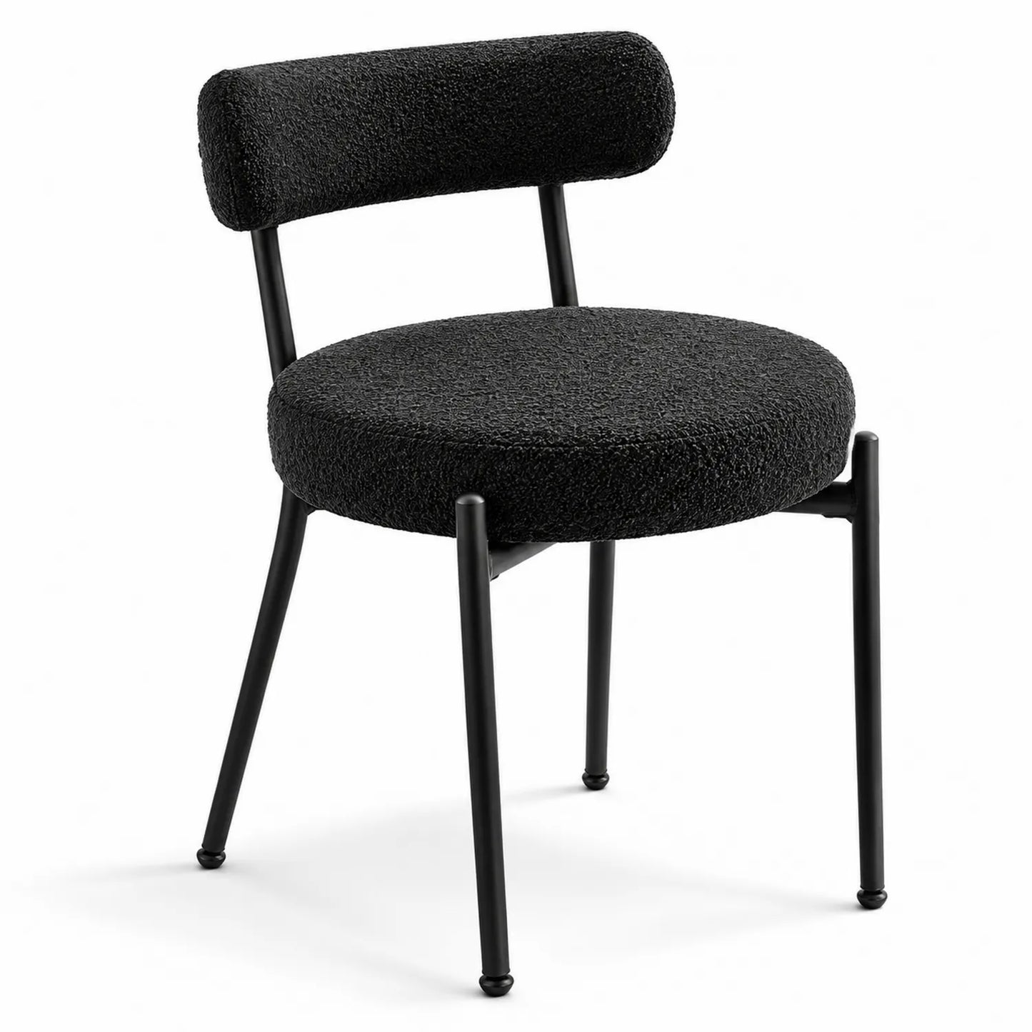 Silla de comedor de metal y tejido de poliéster negro
