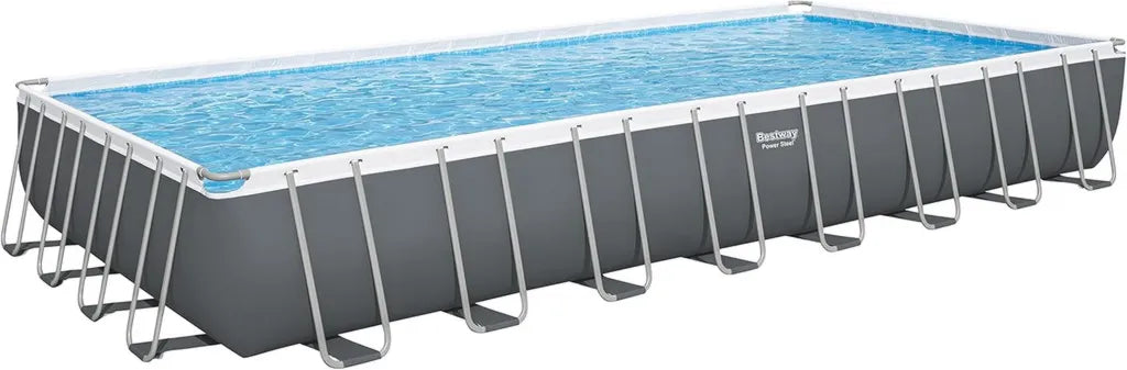 Piscina Rectangular Bestway Power Steel con Bomba de Filtro, 956 x 488 x 132 cm, Gris