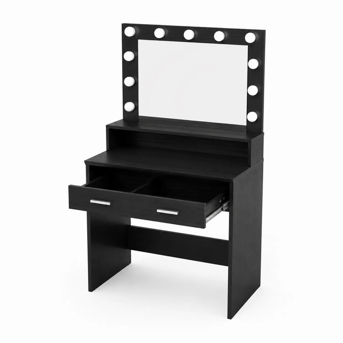 Tocador de MDF con Espejo y Luces LED Negro