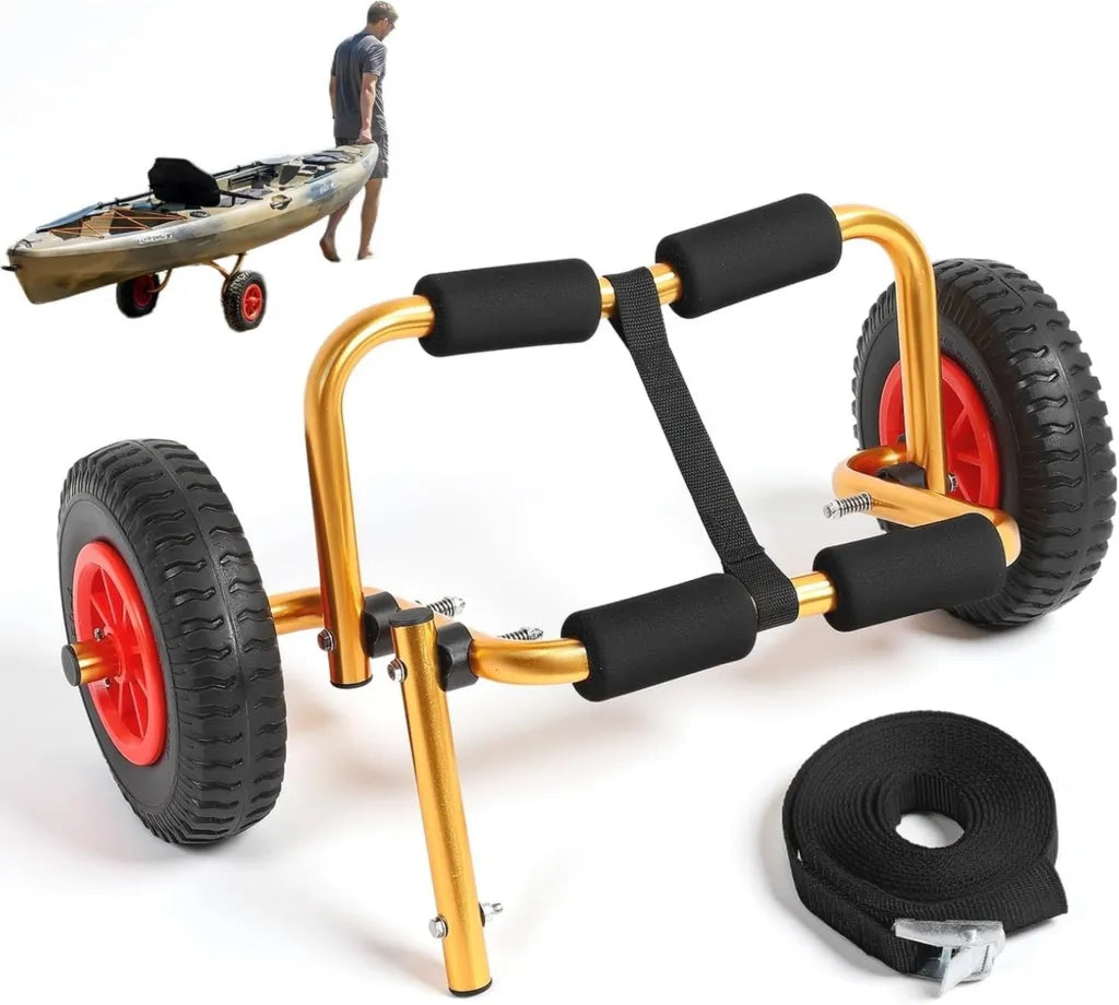 Carro de Canoa Plegable de Aluminio, Neumáticos 10 Pulgadas, Ajustable para Kayak y Botes