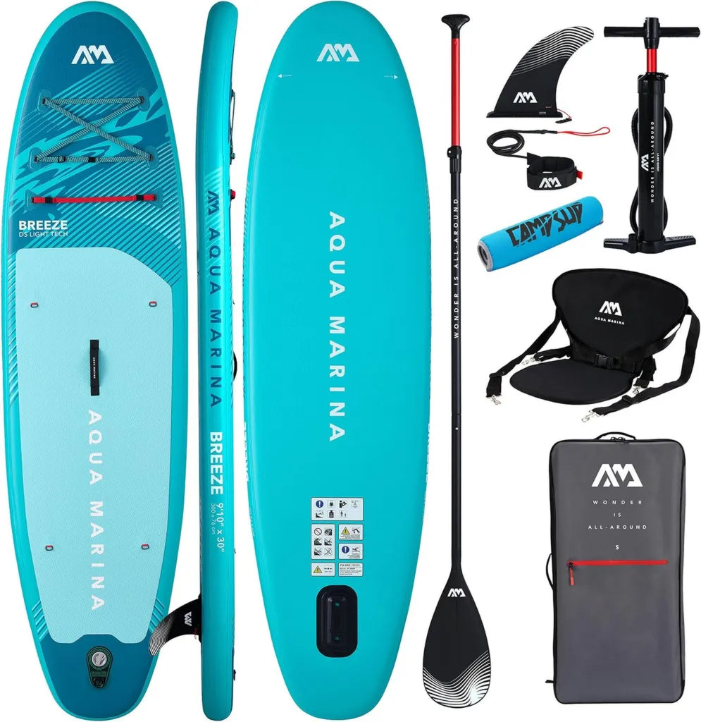 Tabla de Paddle Surf Inflable Aqua Marina Breeze 9'10' - Ideal para Principiantes, Edición Limitada en Azul