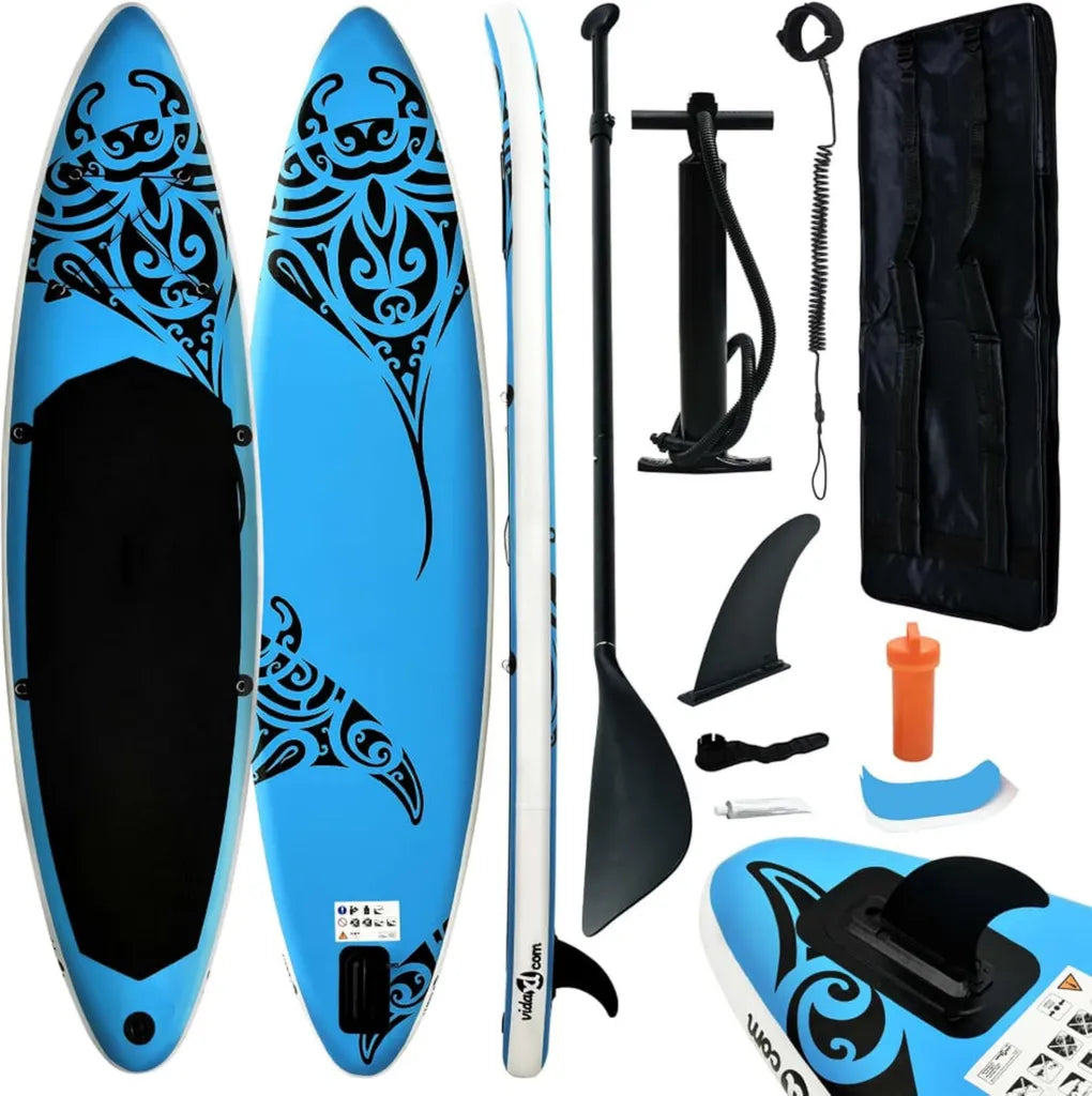 Tabla de Paddle Surf Hinchable Azul 305x76x15 cm con Remo y Accesorios