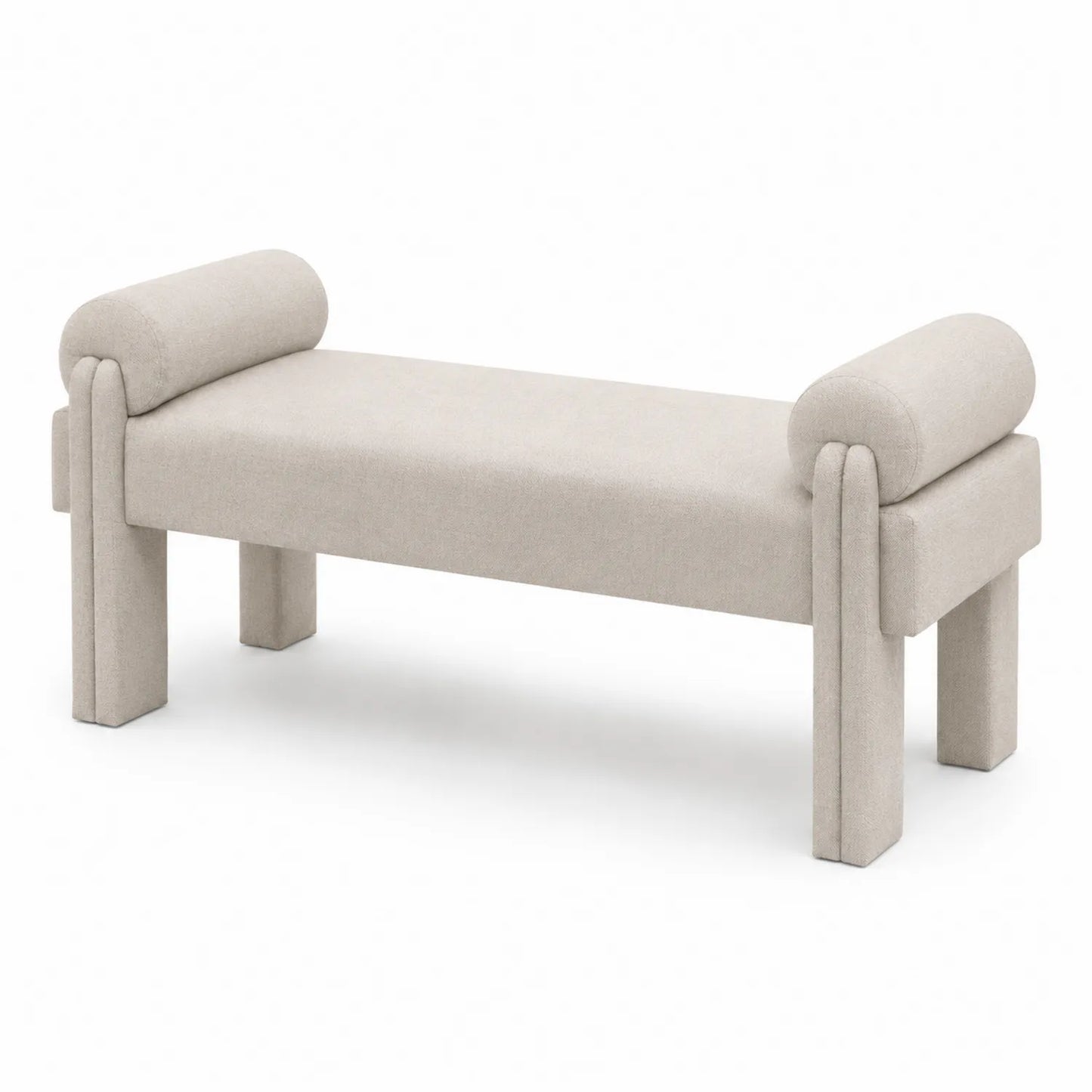 Banco de tela de poliéster beige con almohadillas, 120x40x45 cm