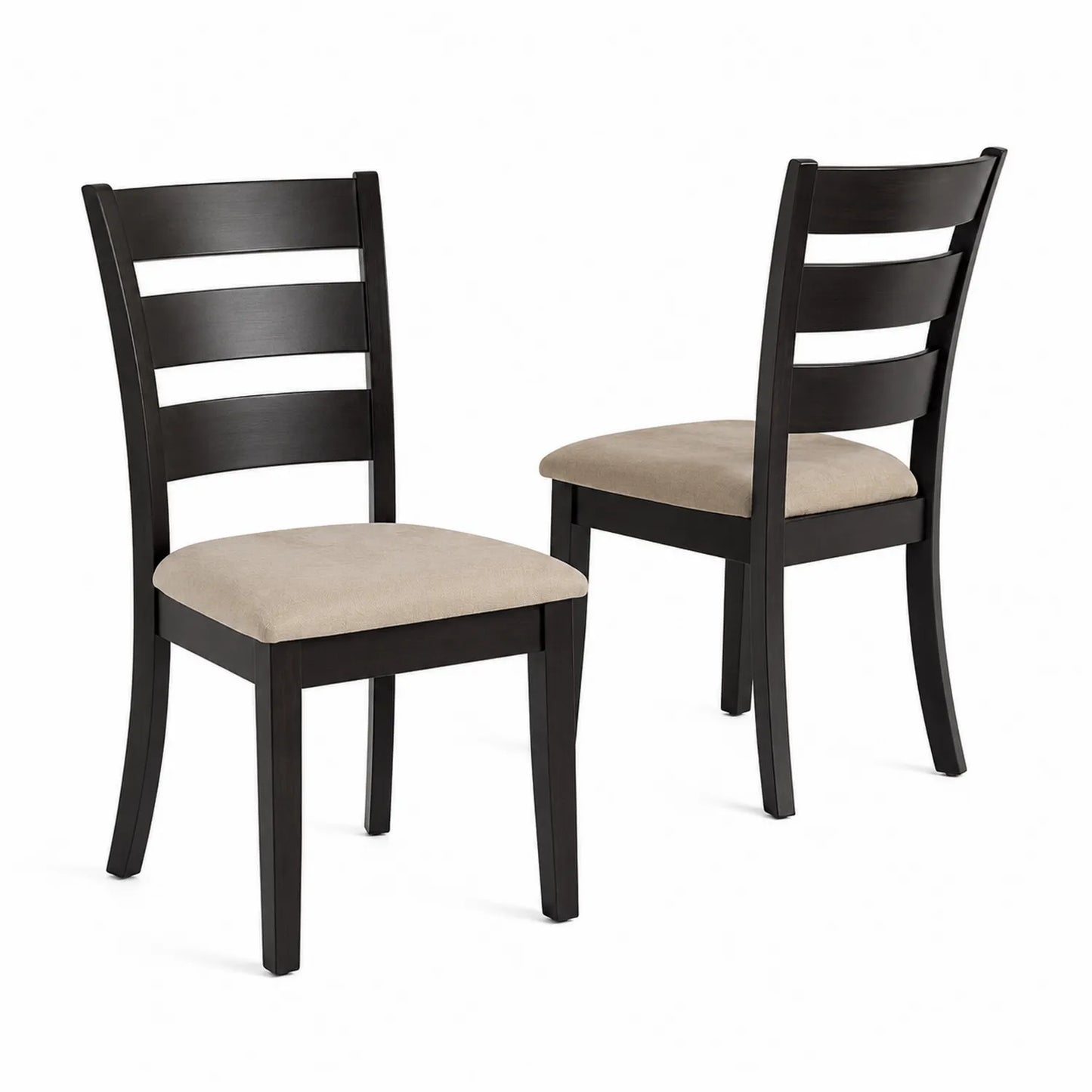 Conjunto de 2 sillas de madera con asiento de poliéster beige