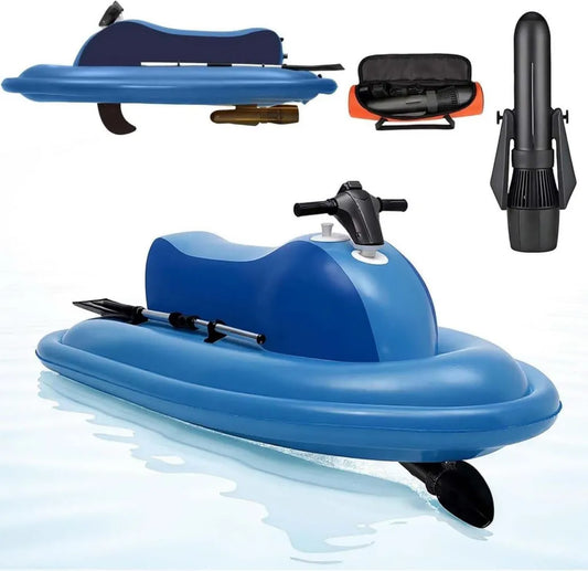 Embarcación Inflable a Motor para 2 Personas, Potente de 500W a 700W, con Scooter Acuática