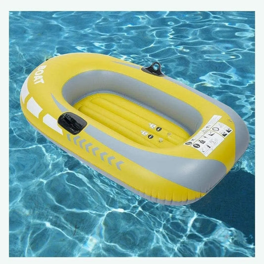 Kayak Inflable de PVC Amarillo para Dos Personas, Ideal para Adultos y Niños, Perfecto para Pesca