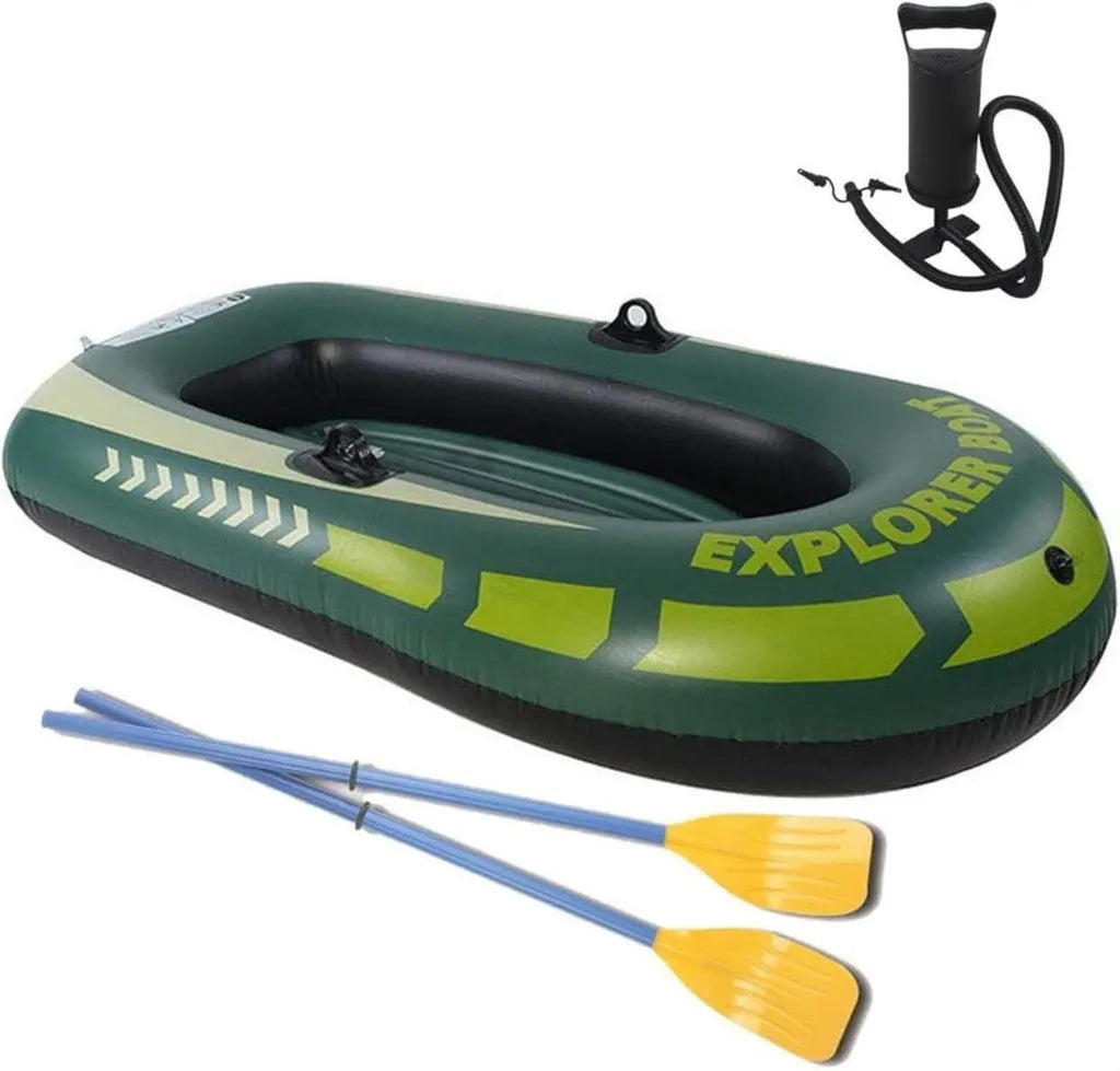 Kayak Inflable Verde para Deportes Acuáticos, Bote Tándem de Goma