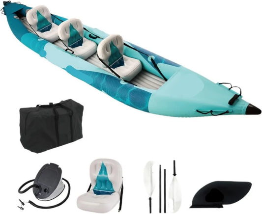 Kayak Inflable PVC 26 Pulgadas para Pesca y Deporte con Paleta de Aluminio y Bomba de Pie
