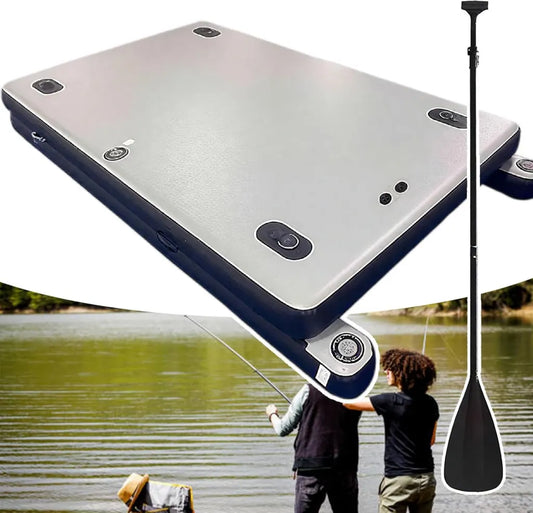Embarcadero Inflable de Pesca - Soporta hasta 380 kg | Doble Pontón Reforzado | PVC Resistente a Pinchazos | Con Remos y Bomba