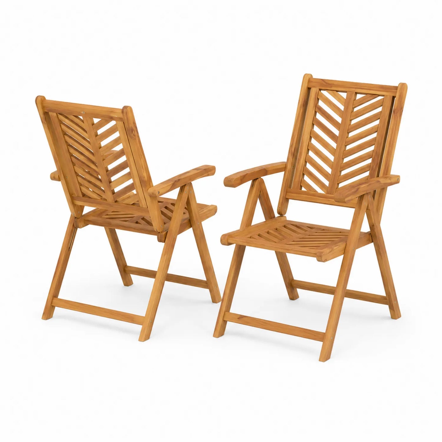 Juego de 2 Sillas Plegables de Madera de Acacia para Exterior