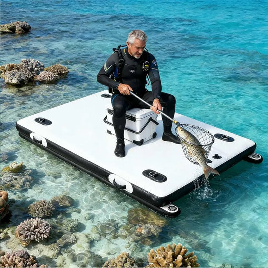 Plataforma Flotante Inflable 2.5x1.6m, Superficie Antideslizante EVA, Ideal para Yoga y Relax, Accesorios Incluidos