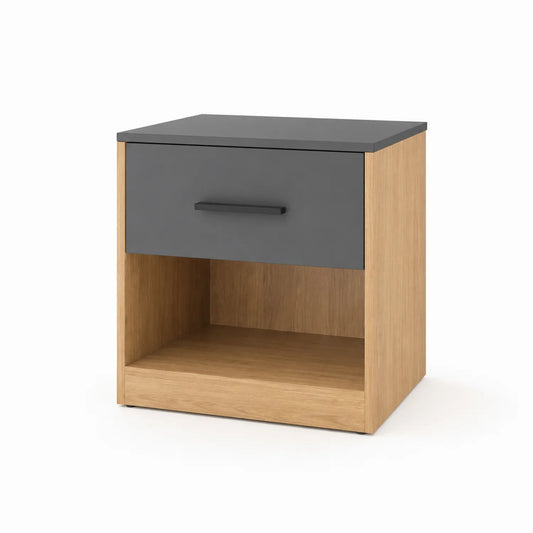 Mesita de Noche de Madera de Roble y MDF con Cajón