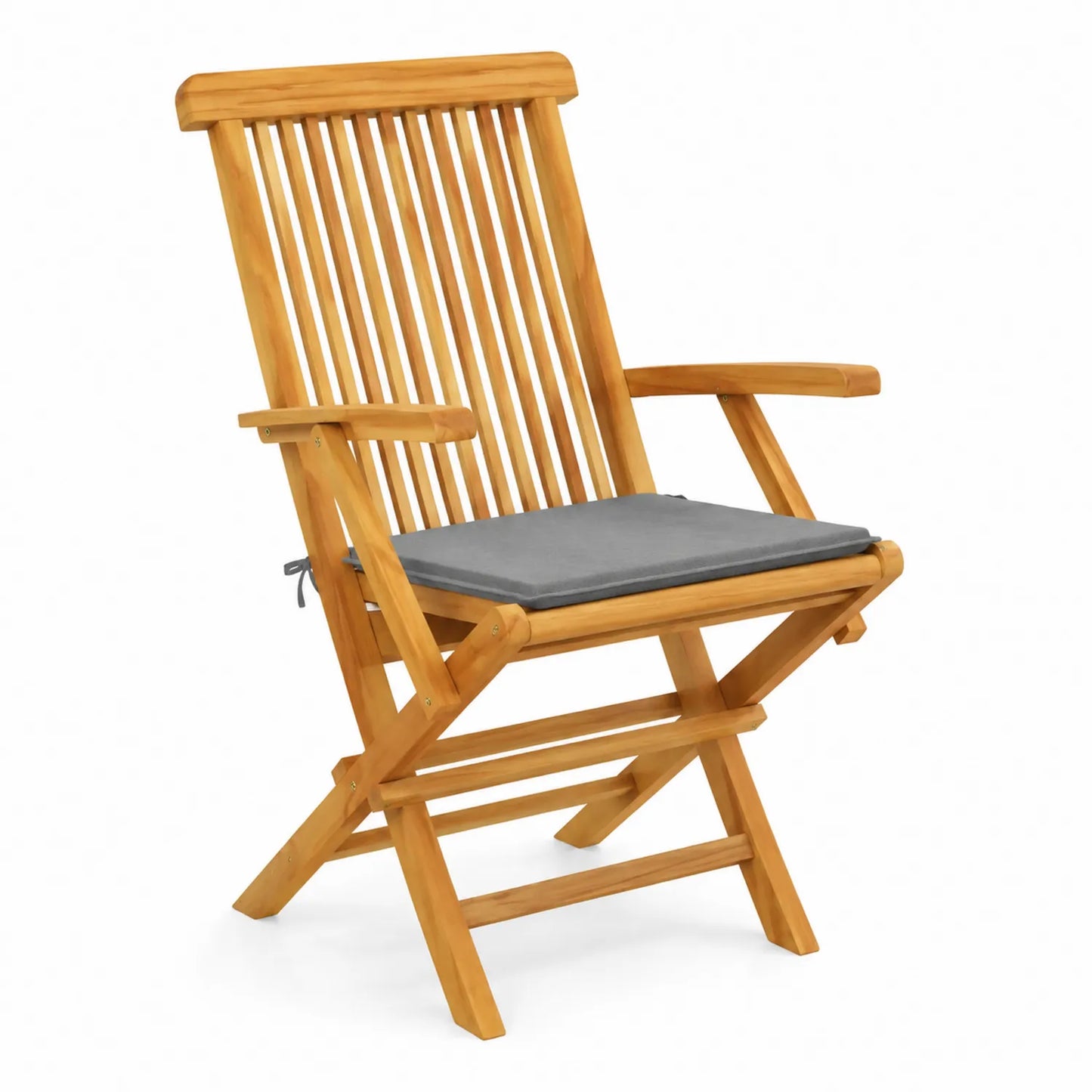 Silla de madera de acacia con cojín gris