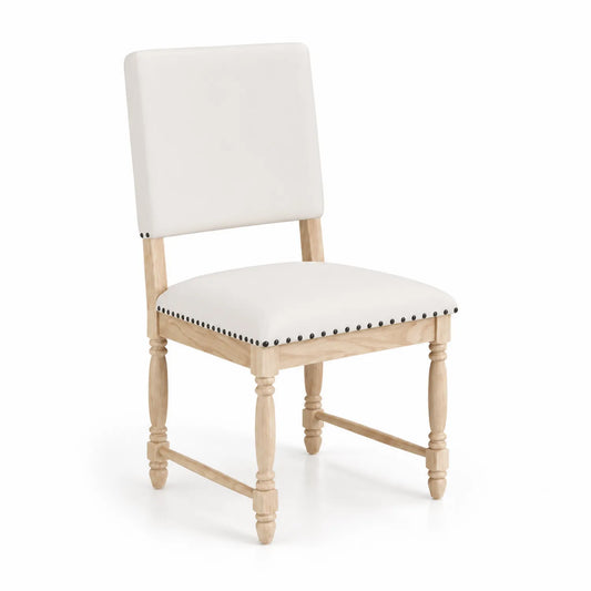 Silla de madera pino tapizada en poliéster blanco