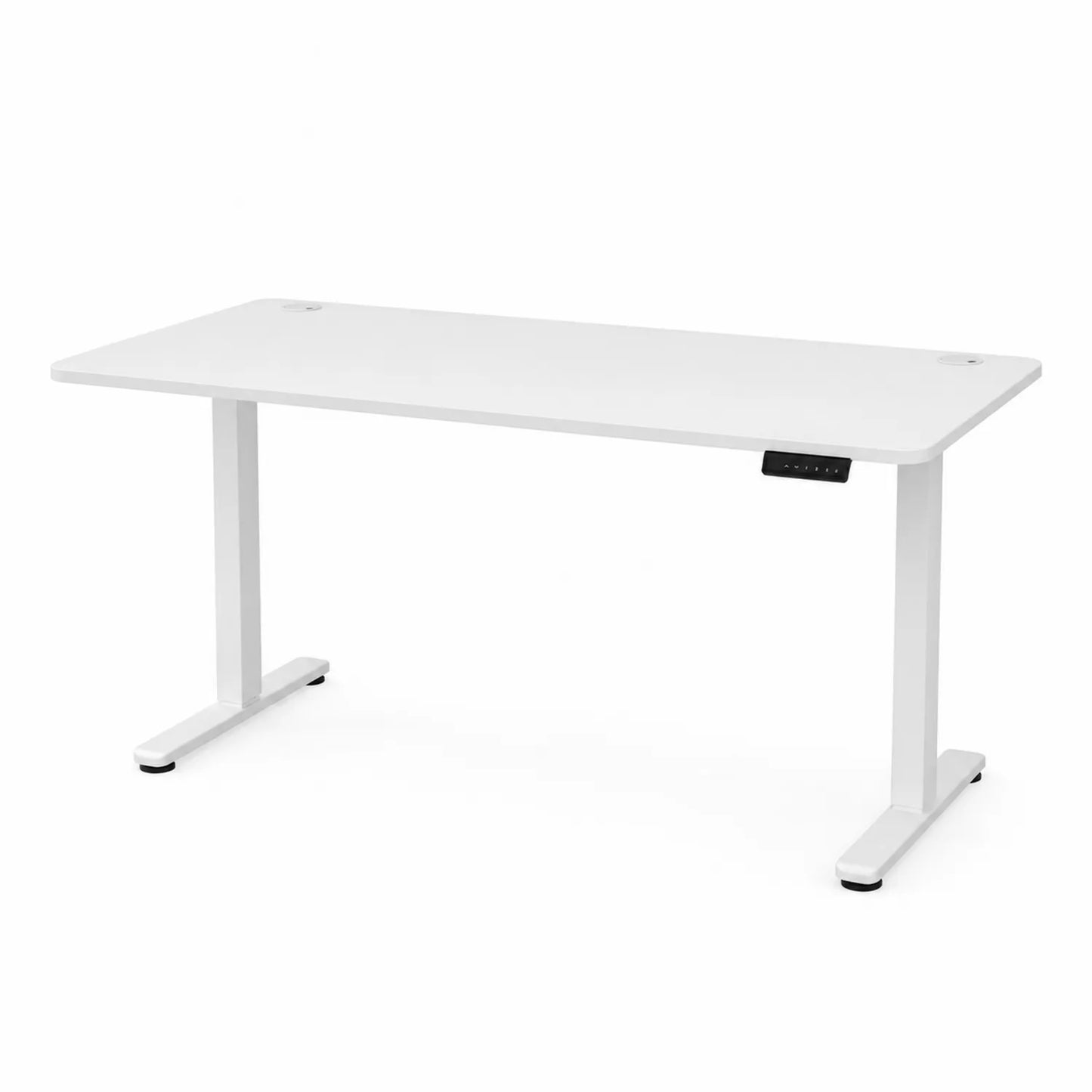 Mesa de oficina de altura ajustable con estructura de acero y tablero MDF Blanco