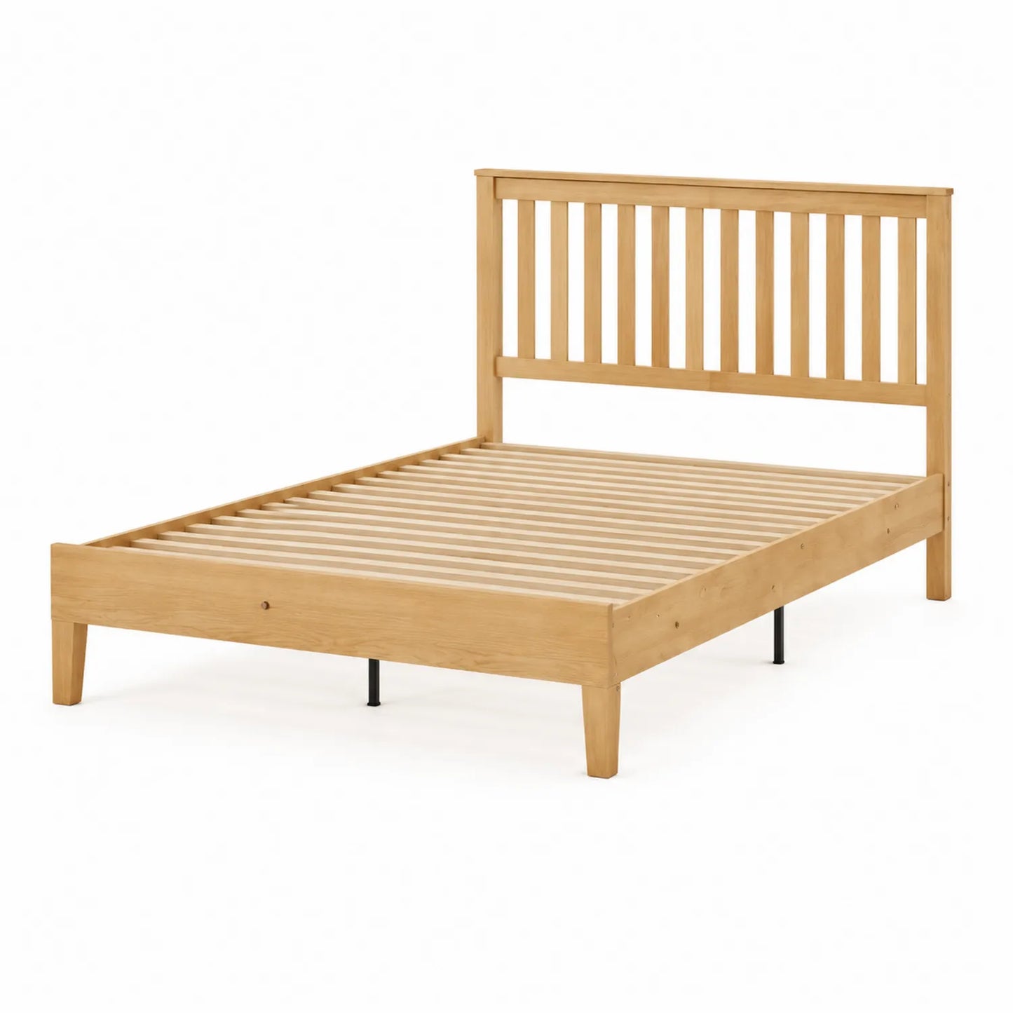 Cama de Madera Maciza de Roble Natural
