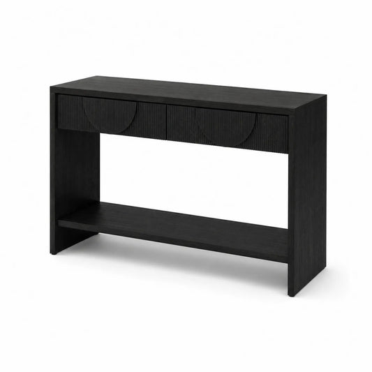 Mesa consola de MDF negro con estante