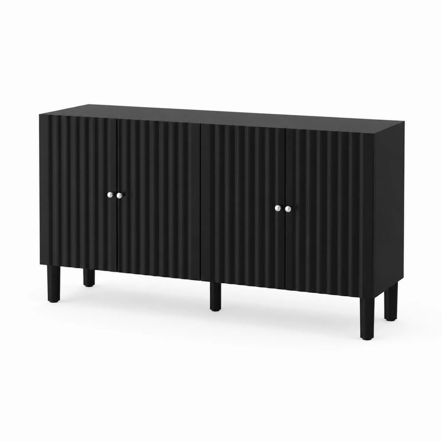 Aparador de MDF Negro con Puertas Acanaladas