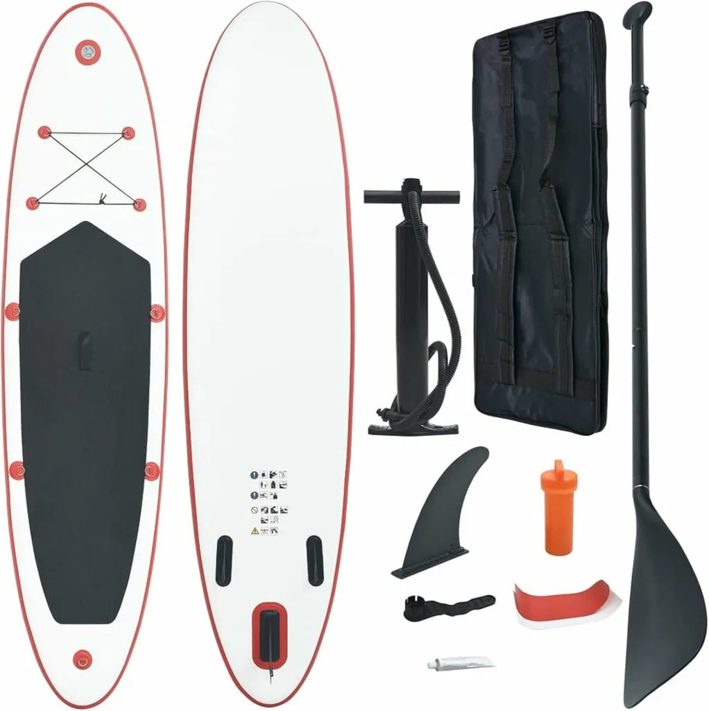 Tabla de Paddle Surf Inflable con Accesorios Completo - JUNZAI SUP Rojo y Blanco