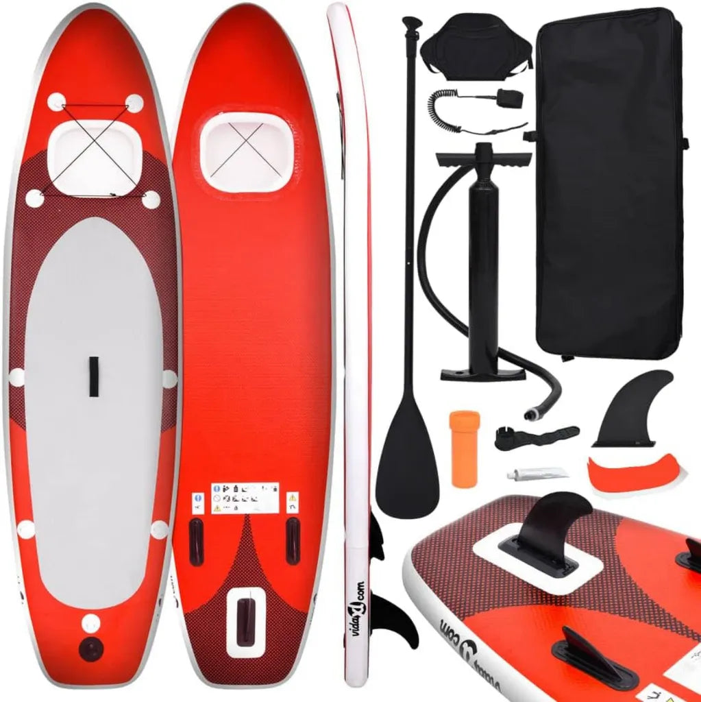 Tabla de Paddle Surf Inflable para Exterior 300x76x10 cm Roja