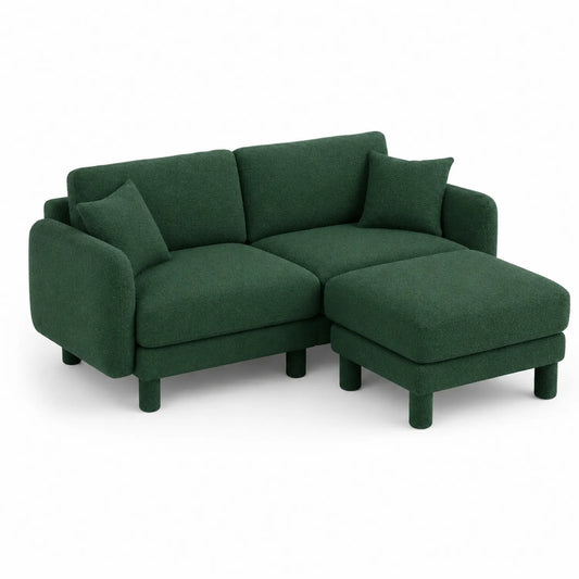 Sofá esquinero de tela verde