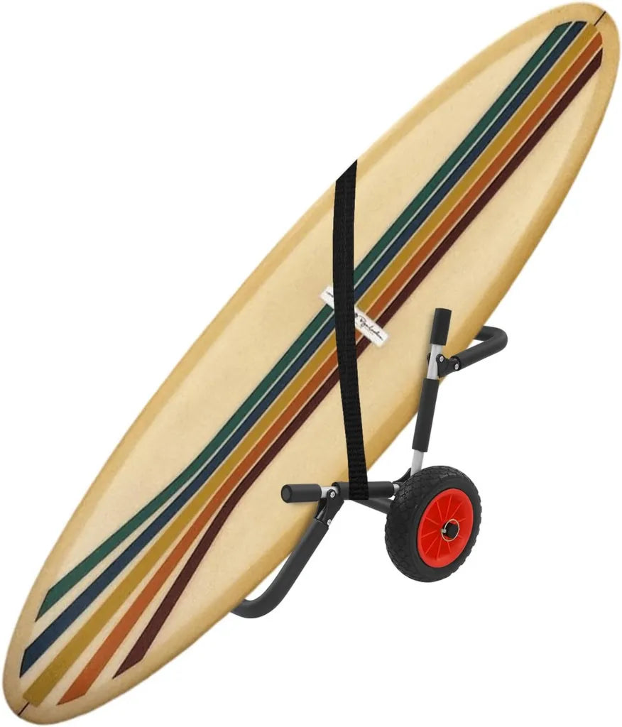 Carro plegable de aluminio para 2 kayaks o SUP, capacidad 80 kg, ruedas anti-pinchazos de 10 pulgadas