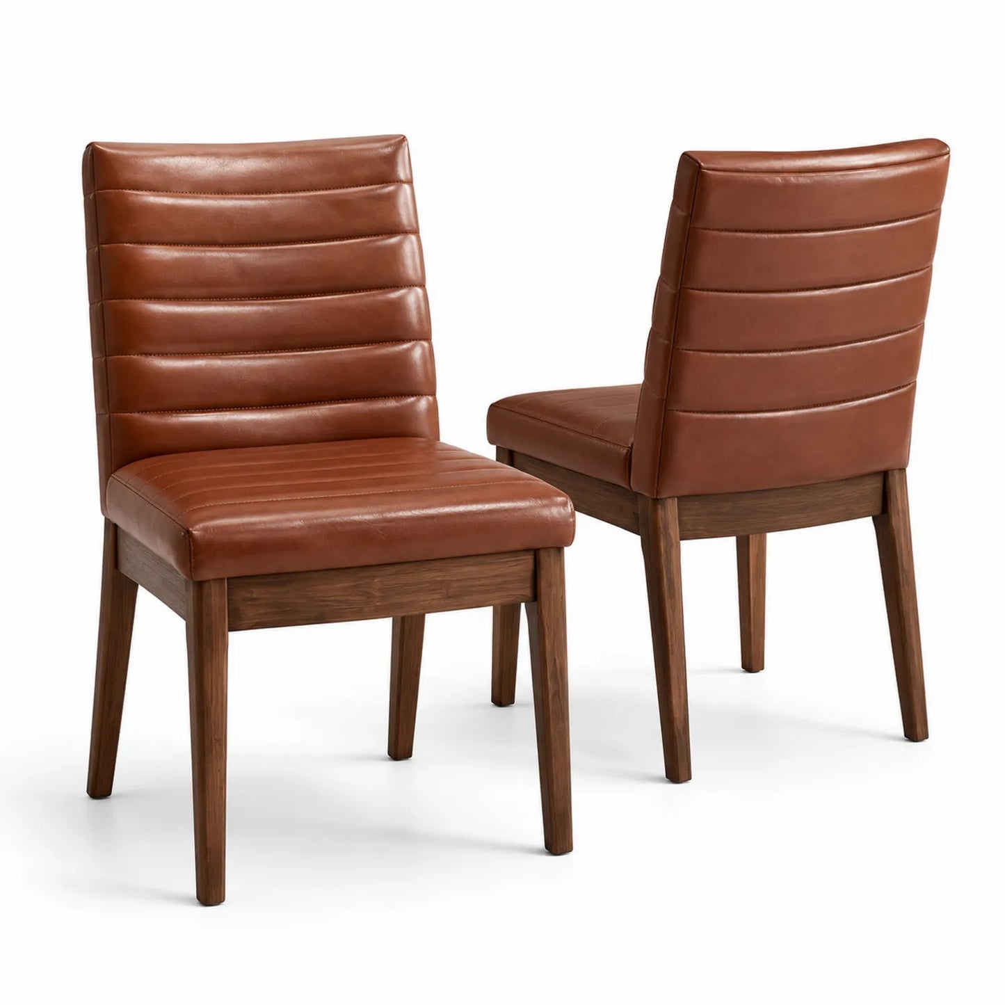 Sillas de madera y cuero sintético Marrón