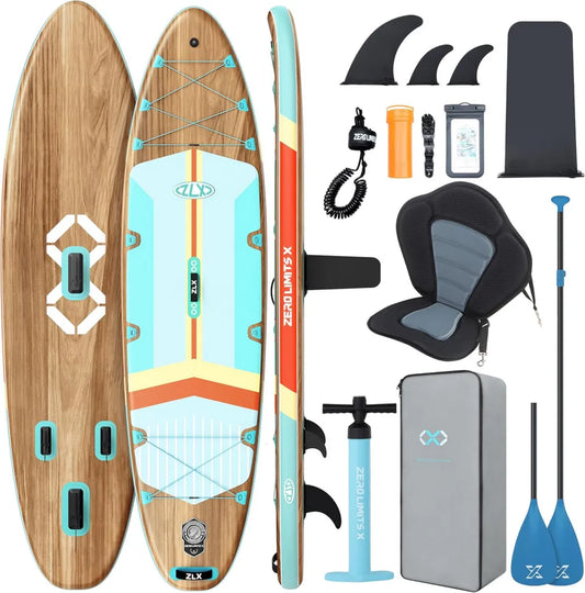 Tabla de Paddle Surf Hinchable 350cm ZLX con Asiento – Perfecta para Principiantes, Uso Familiar, Antideslizante EVA, PVC de Grado Militar, Estabilidad en Mar, Lago y Río