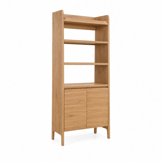 Estantería Alta de Madera de Roble con Puertas 180cm