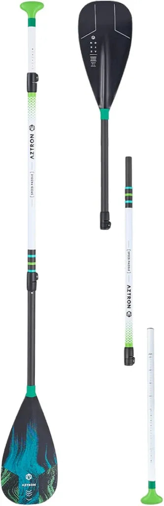 AZTRON Speed Remo Híbrido de Carbono para SUP, Unisex Adulto, Negro y Plateado, Talla L