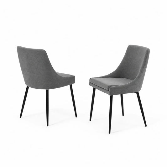 Conjunto de 2 sillas de comedor gris con patas de metal negras