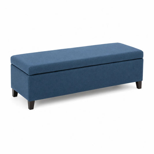 Banco de almacenamiento azul con tapa abatible 120x40x45 cm