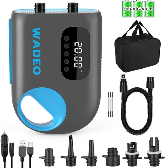 Bomba Eléctrica Portátil 20 PSI para SUP y Kayaks con Batería 18000 mAh y Luz LED