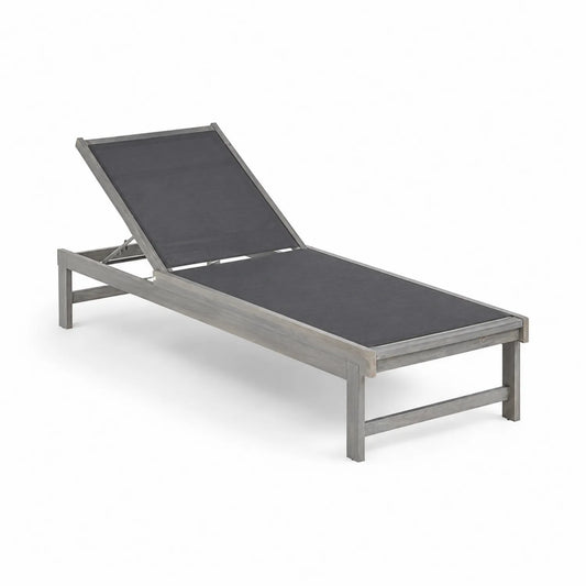 Tumbona de Madera y Textilene Gris 200x65x85 cm